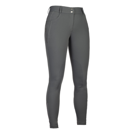 HKM Women's Knee Patch Breeches -Ari Mid Rise- #colour_grey