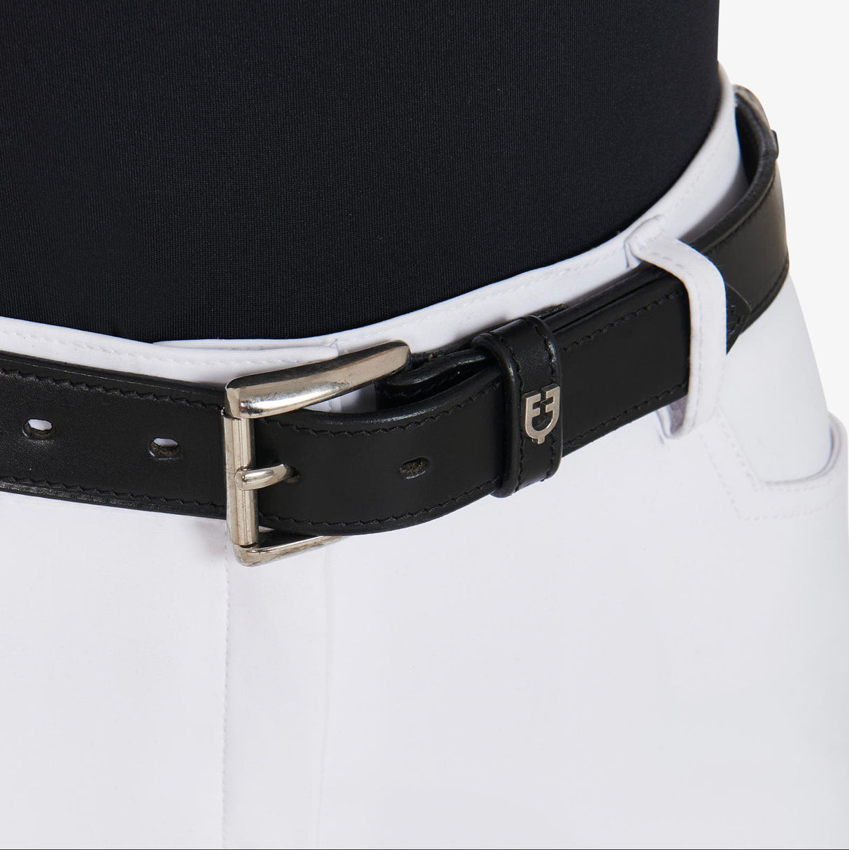 Equestro Leather Belt With Snaffle Bits And Rhinestones #colour_black-silver