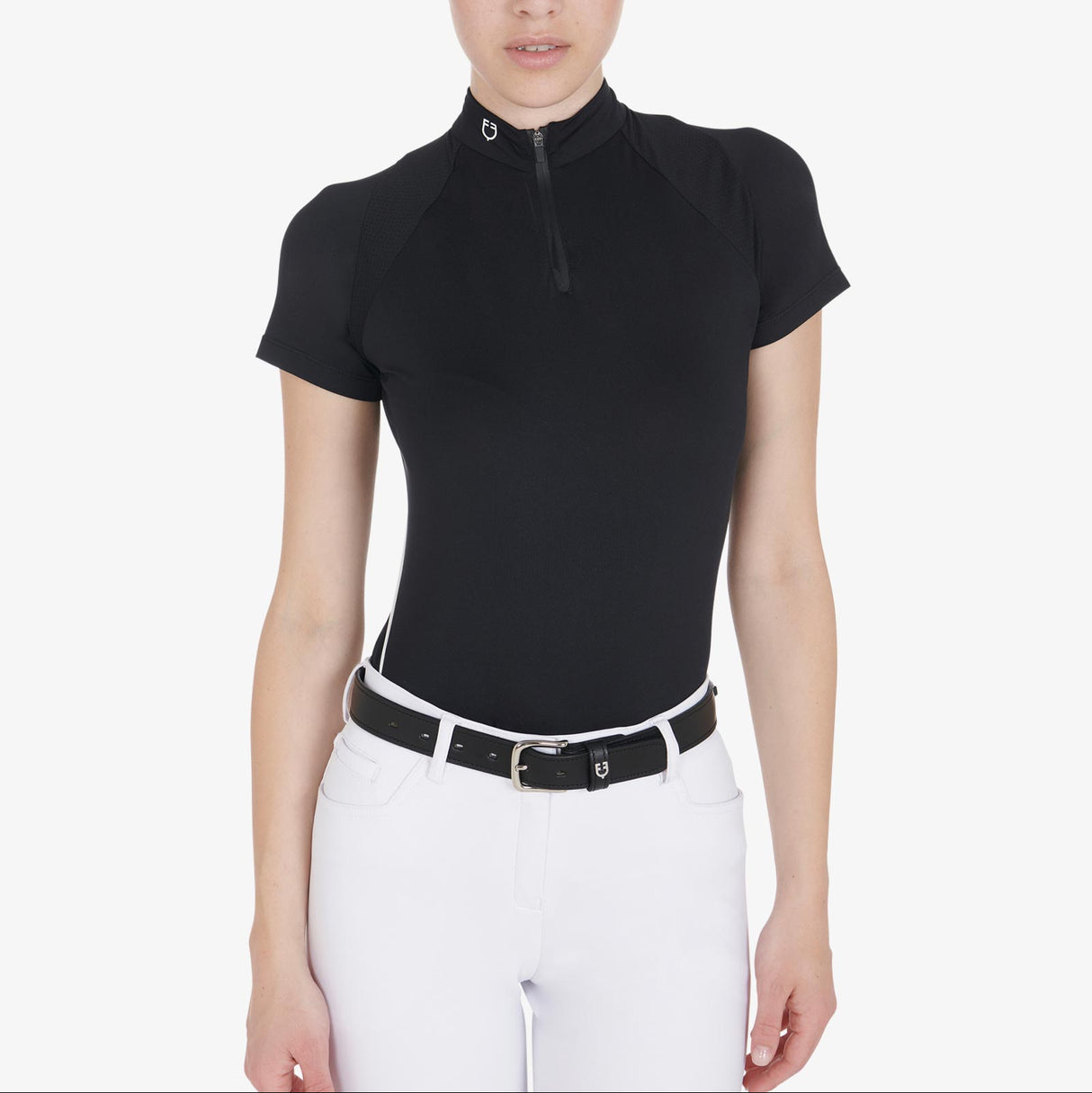 Equestro Leather Belt With Snaffle Bits #colour_black-silver