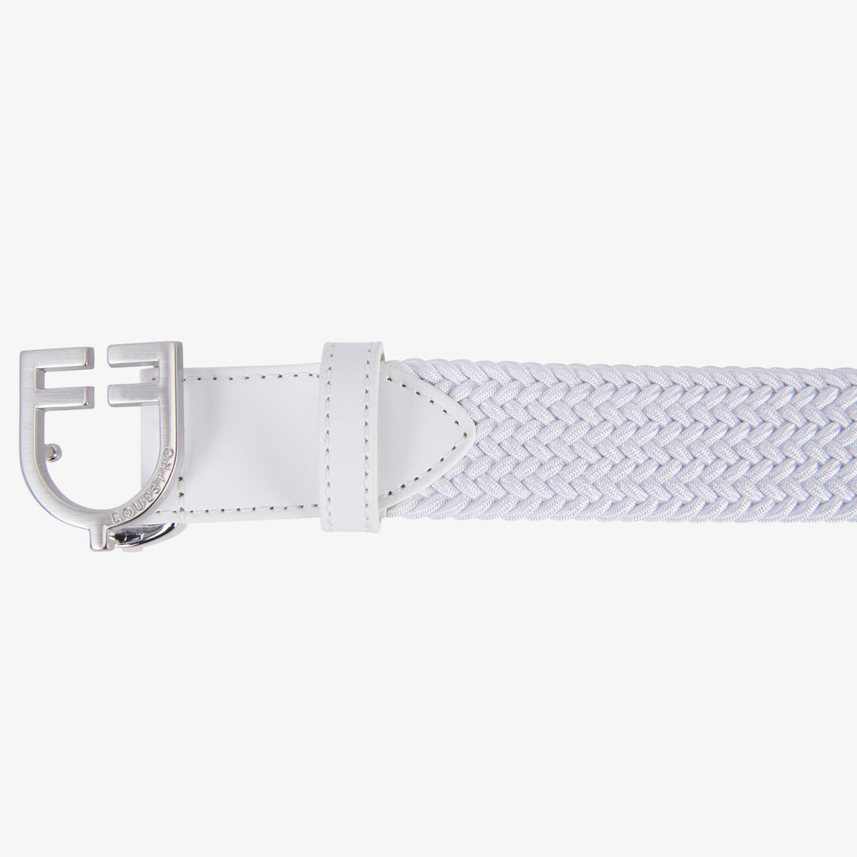 Equestro Leather Elastic Belt With Logoed Buckle #colour_white-silver