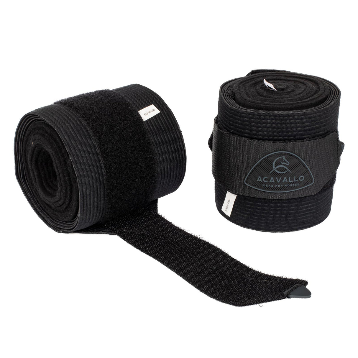 Acavallo Elasticated Exercise Bandages Fleece #colour_black