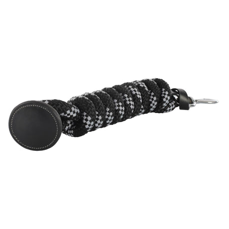 Acavallo Braided Lead Rope Leather Ends #colour_black