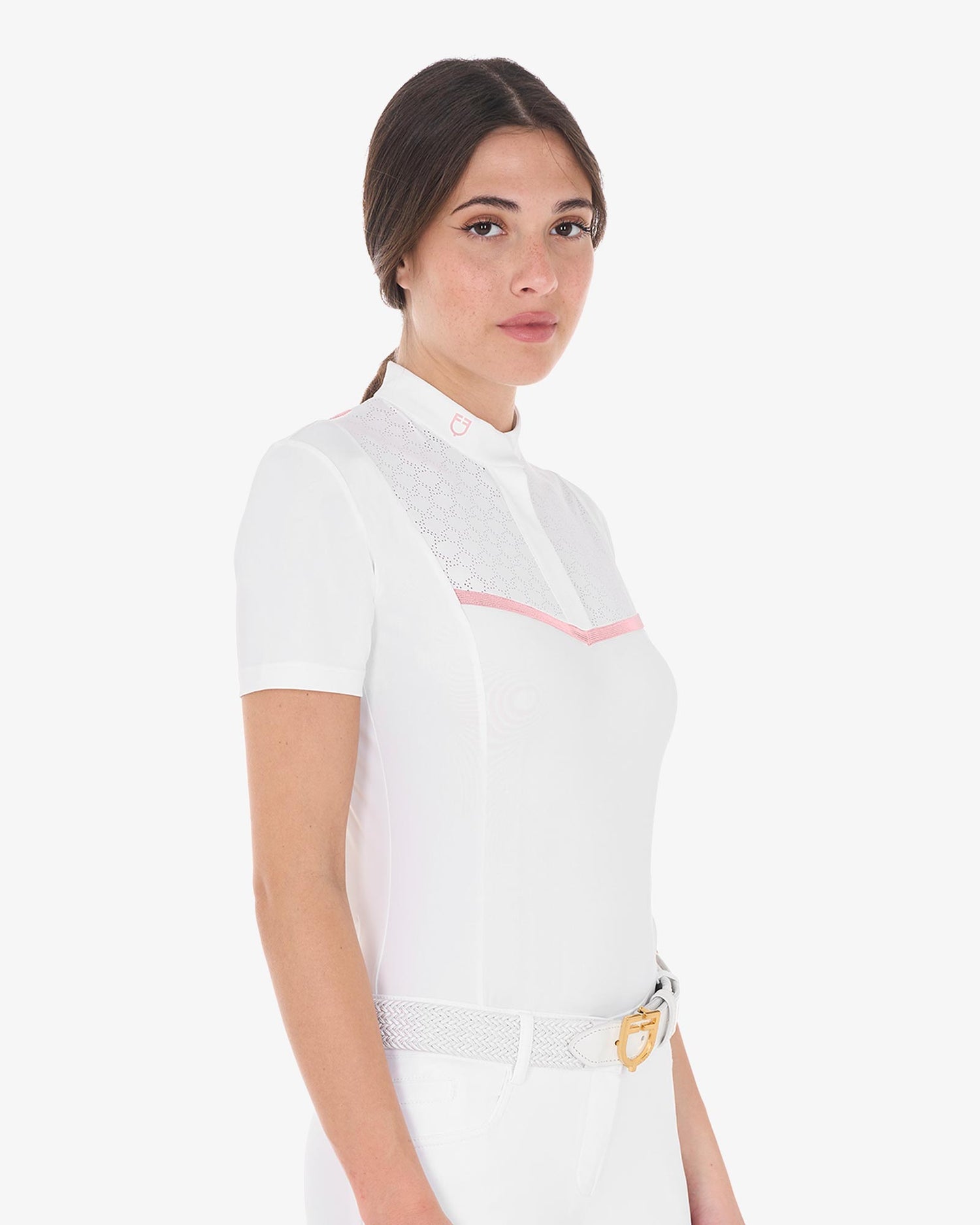 Equestro Women's Slim Fit Competition Polo Shirt With Chest Perforated Inserts