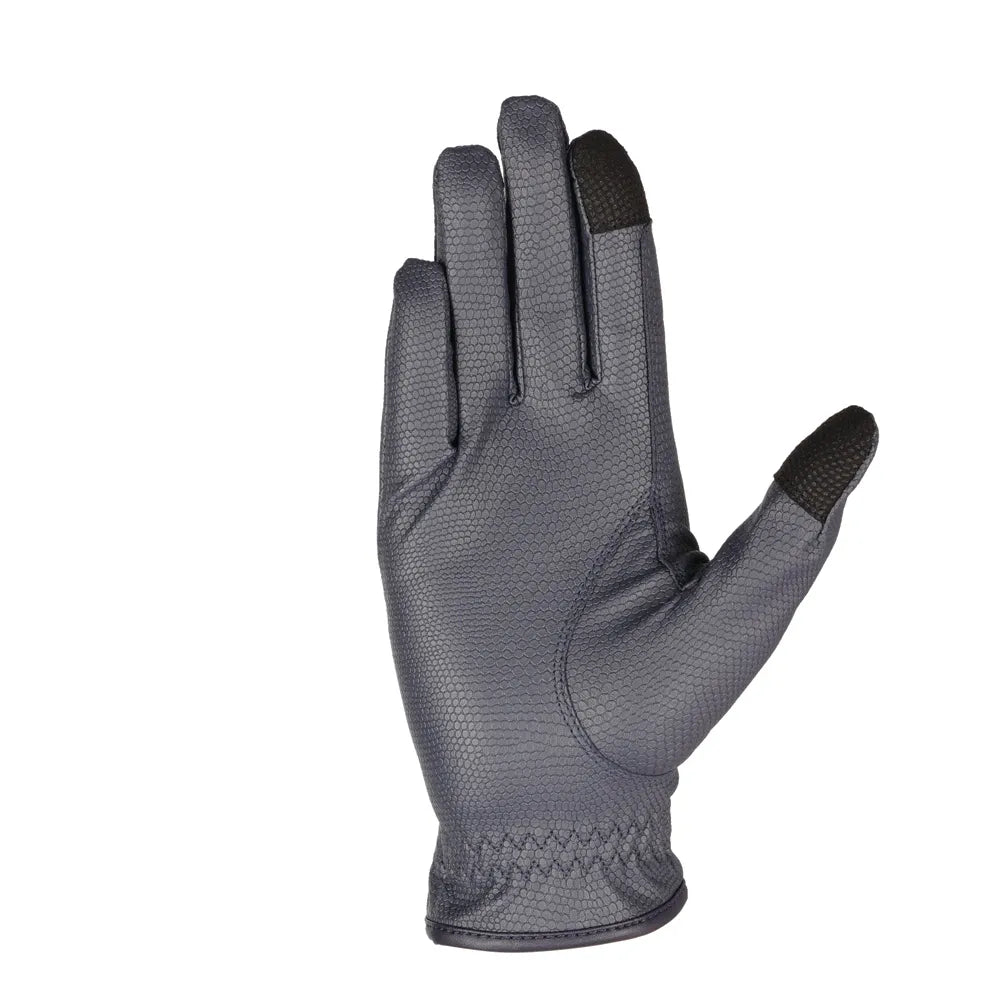 Hy Equestrian Children's Shimmer Riding Gloves #colour_navy-with-navy-rose-gold-diamantes