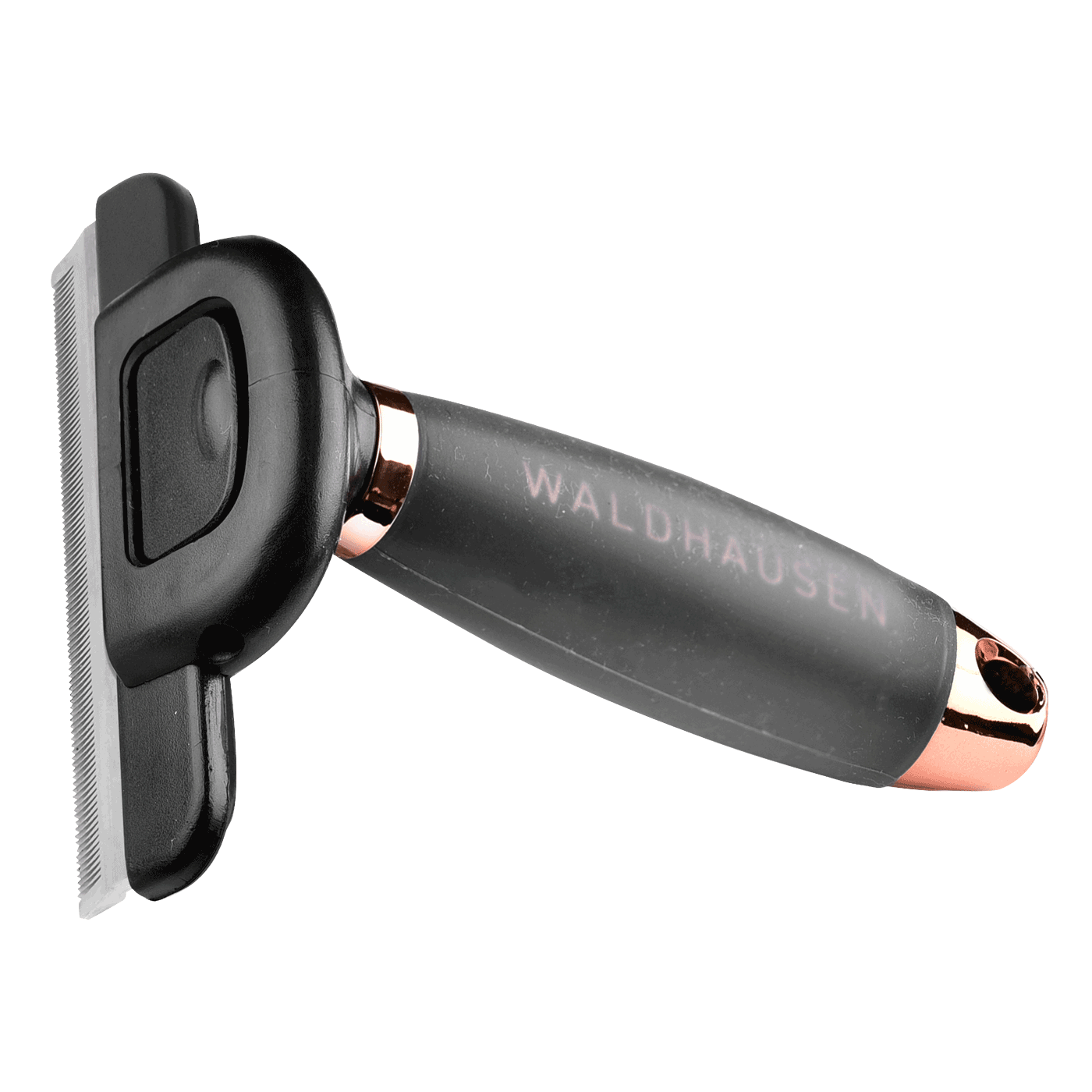 Waldhausen Deshedding Comb with Gel Handle, L #colour_black-rose-gold