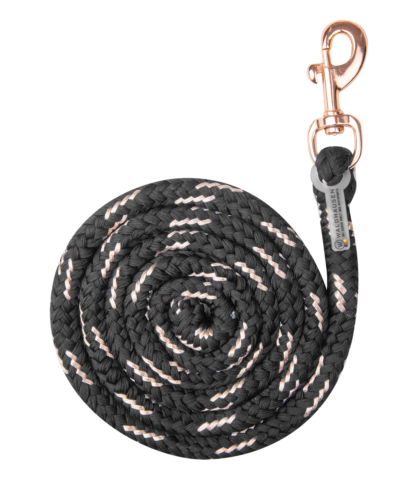 Waldhausen Lurex Rosé Snap Hook Lead Rope #colour_black