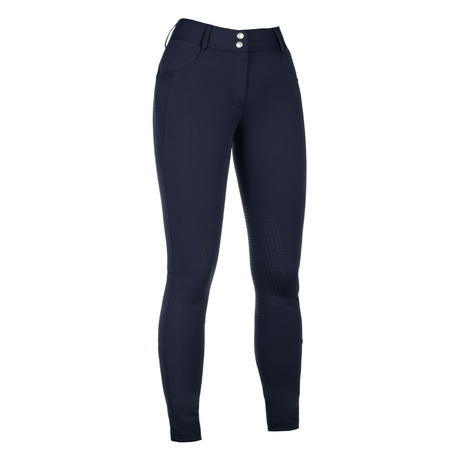 HKM Women's Knee Patch Breeches -Ari Mid Rise- #colour_deep-blue
