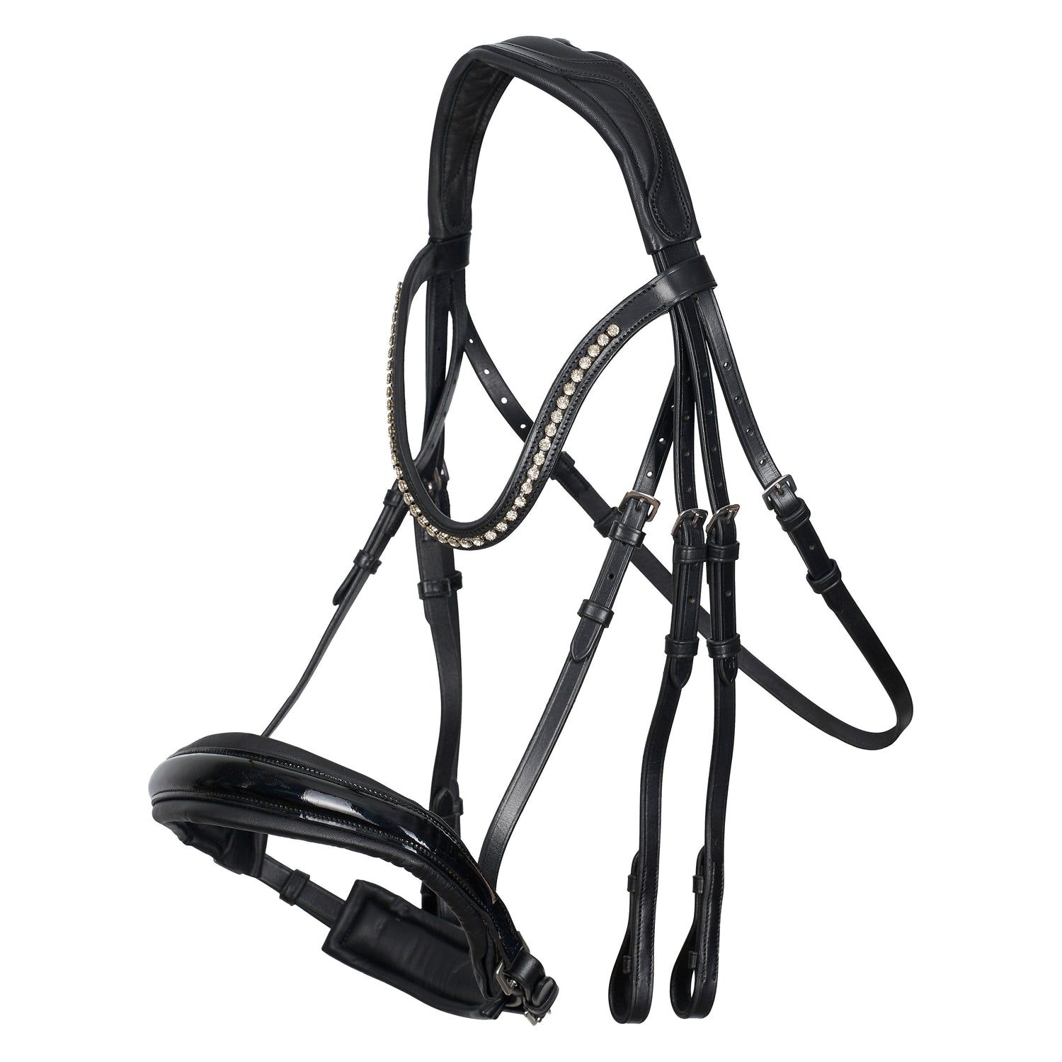Imperial Riding Fria Weymouth Bridle #colour_black-lack-chrystal