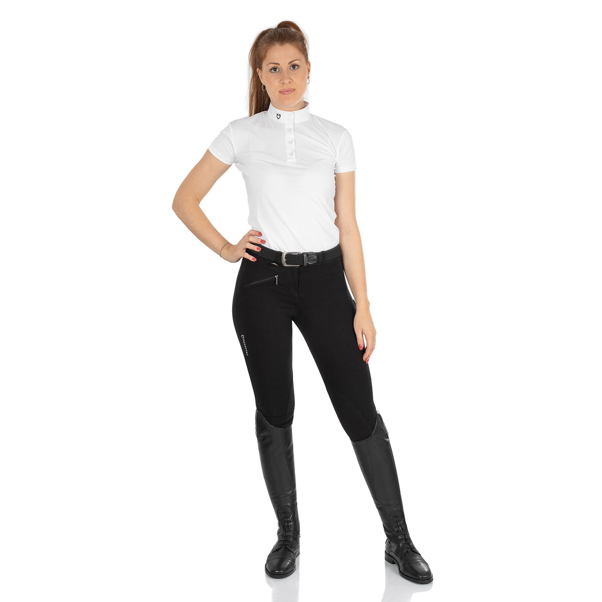 Equestro Selene Model Woman Breeches In Stretch Cotton #colour_black