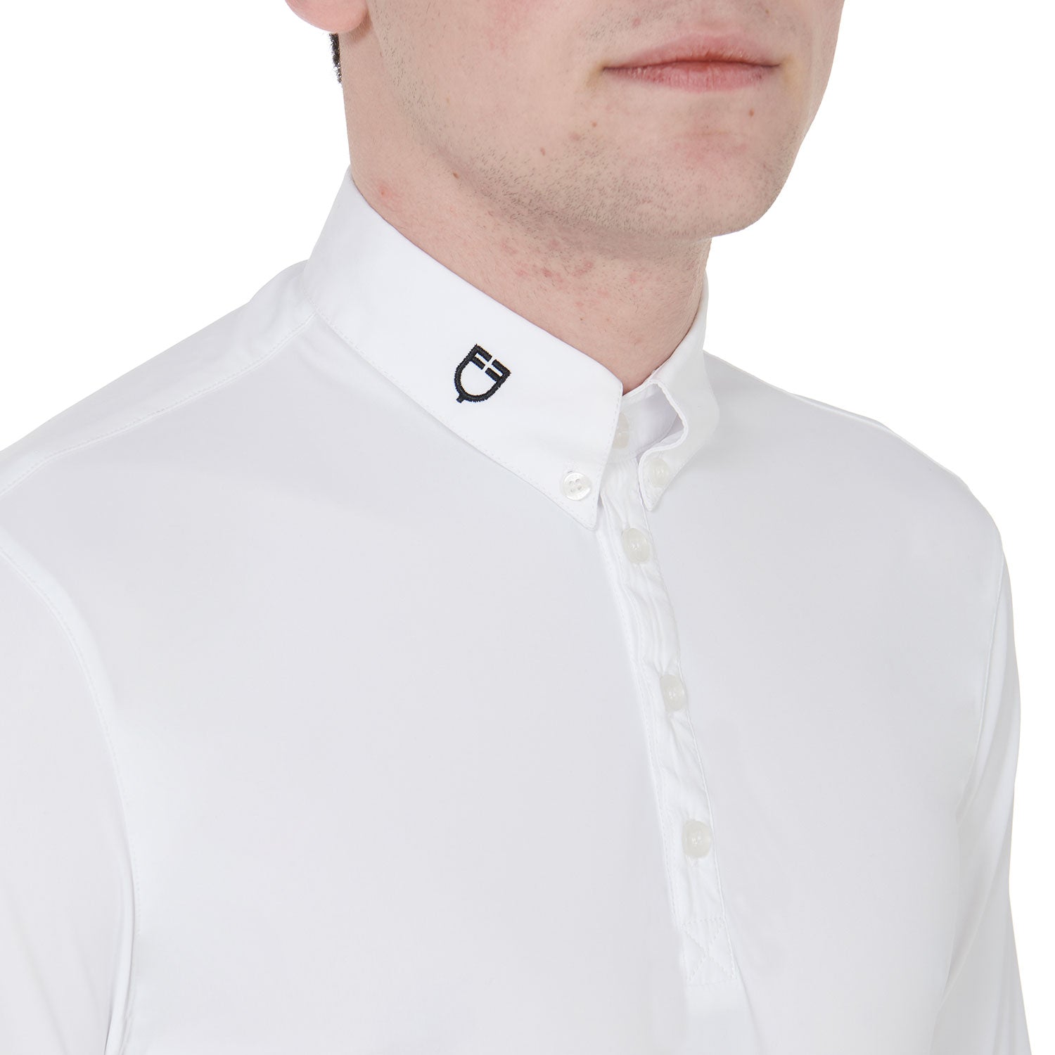 Equestro Men's Long Sleeve Competition Polo Shirt #colour_white