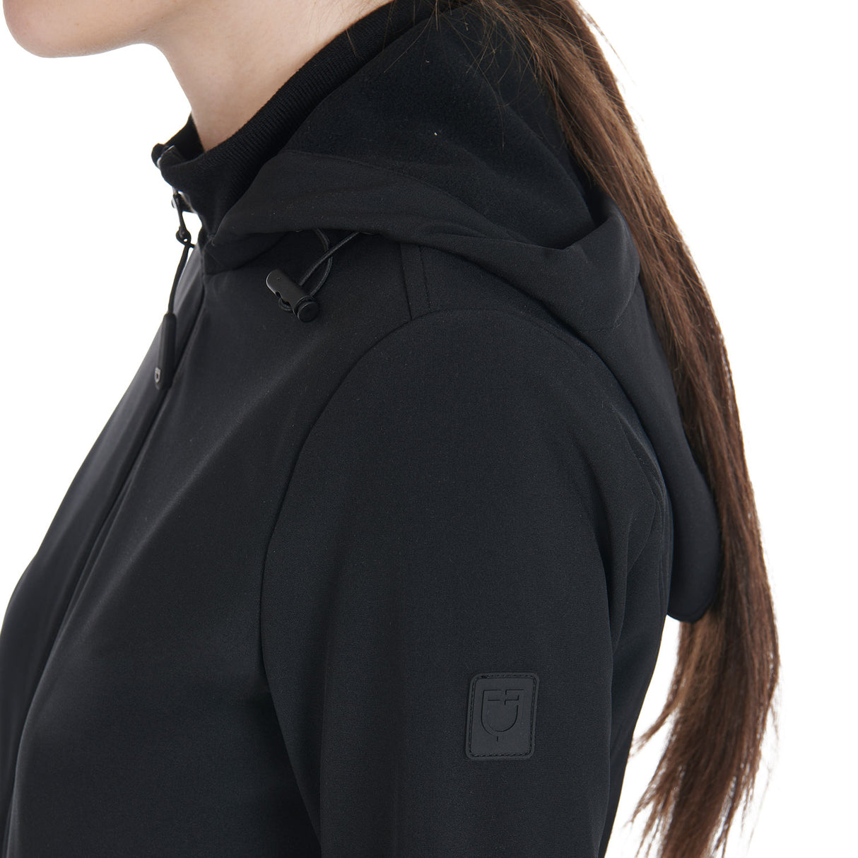 Equestro Women's Slim Fit Softshell Jacket With Internal Fleece #colour_black