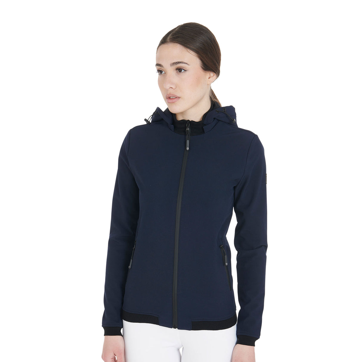 Equestro Women's Slim Fit Softshell Jacket With Internal Fleece #colour_blue