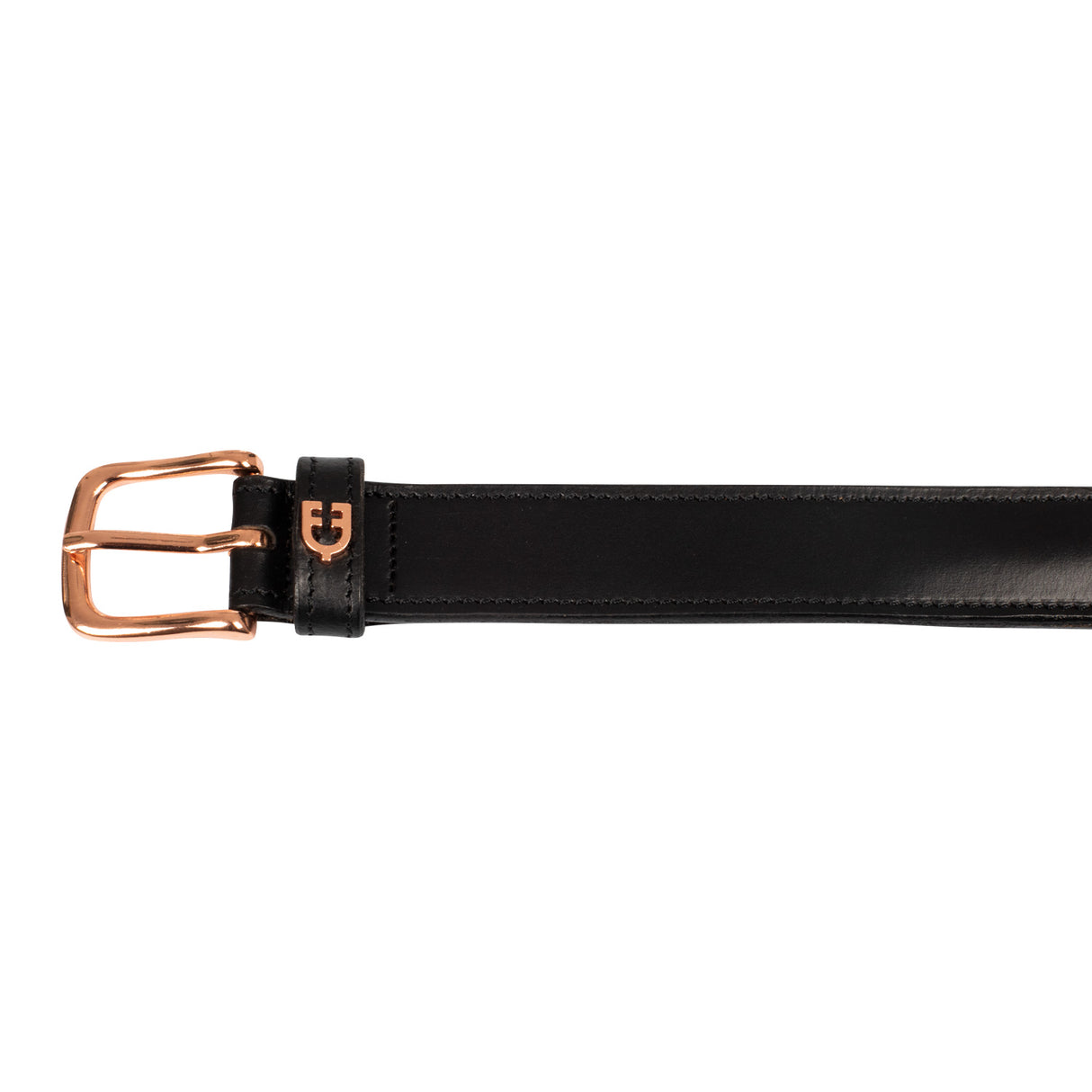Equestro English Belt With Rose Gold Snaffle Bits #colour_black