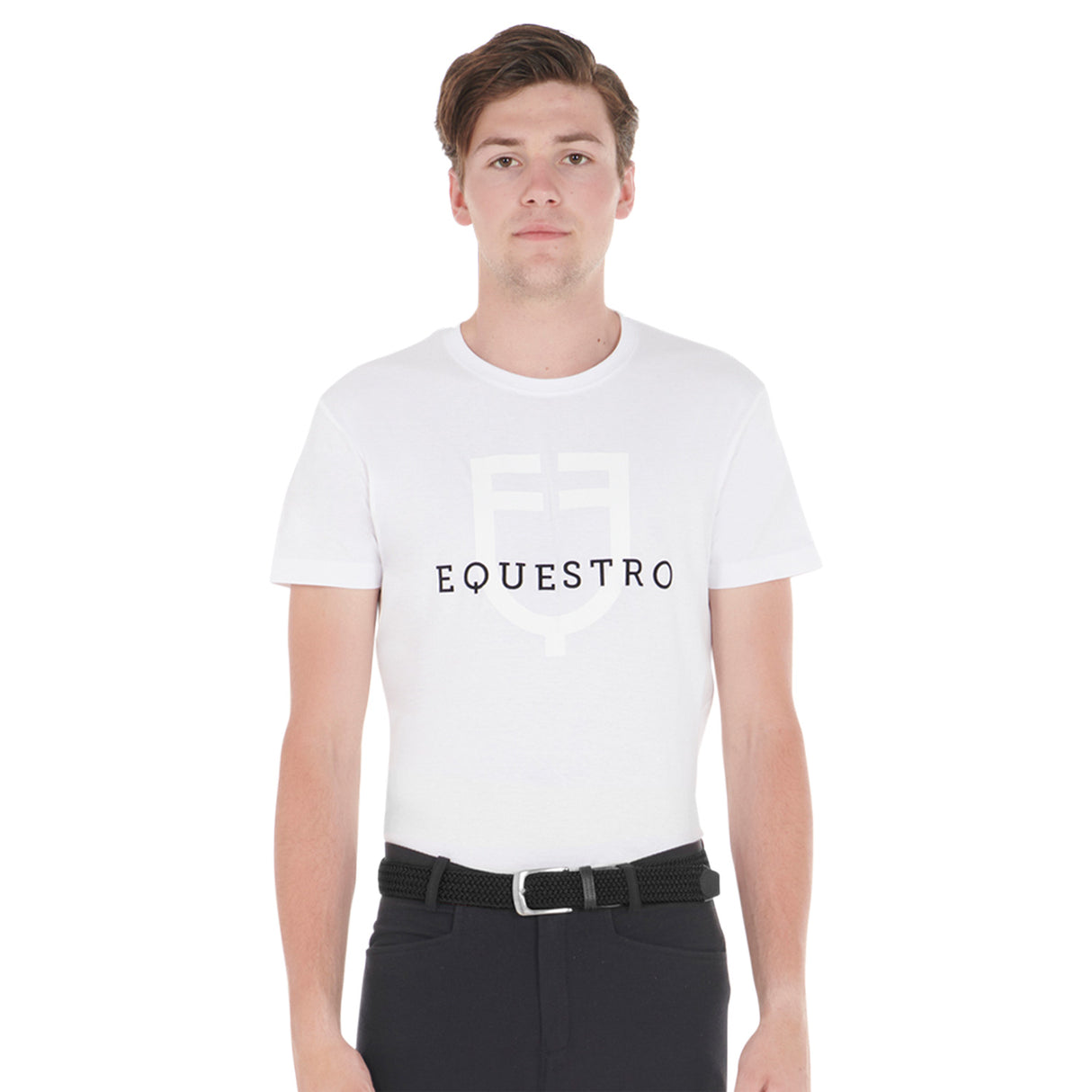 Equestro Elasticized Belt Crossed Pattern #colour_black