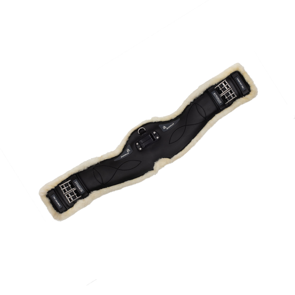 Acavallo Dressage Girth Classic Gel Sheepskin #colour_black