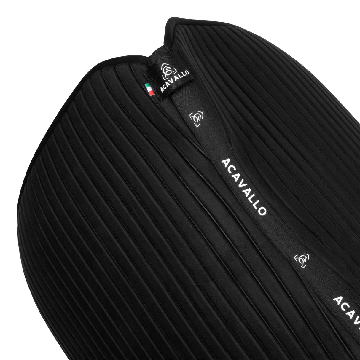 Acavallo Stripe Suede Dressage Saddle Pad W/Square Back Corner #colour_black
