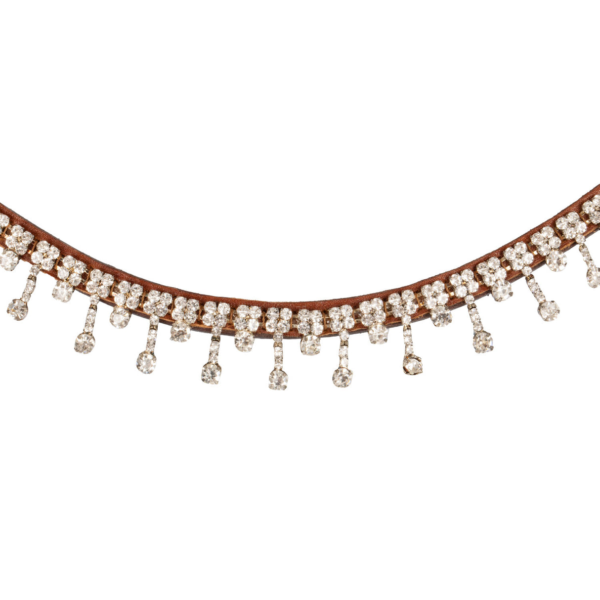 Acavallo Queen Browband Calfskin & Crystals #colour_cognac-transparent