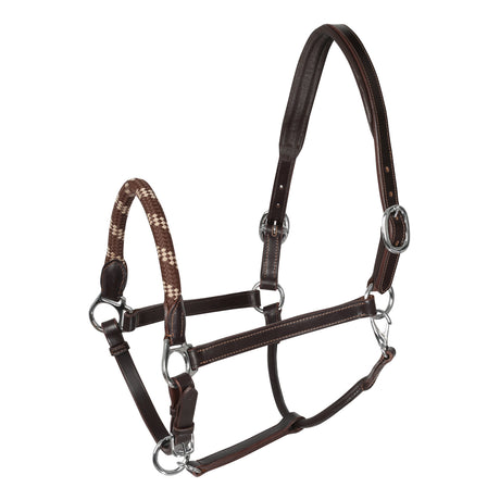 Acavallo Halter Anatomical Leather Rope Noseband #colour_brown
