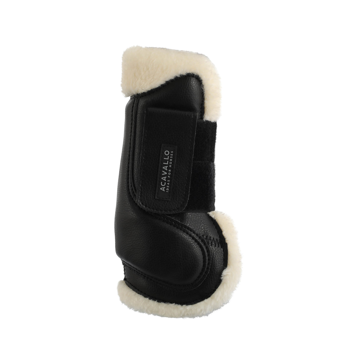 Acavallo Jumping Tendon Boots Faux Sheepskin & Hook-And-Loop Closure #colour_black