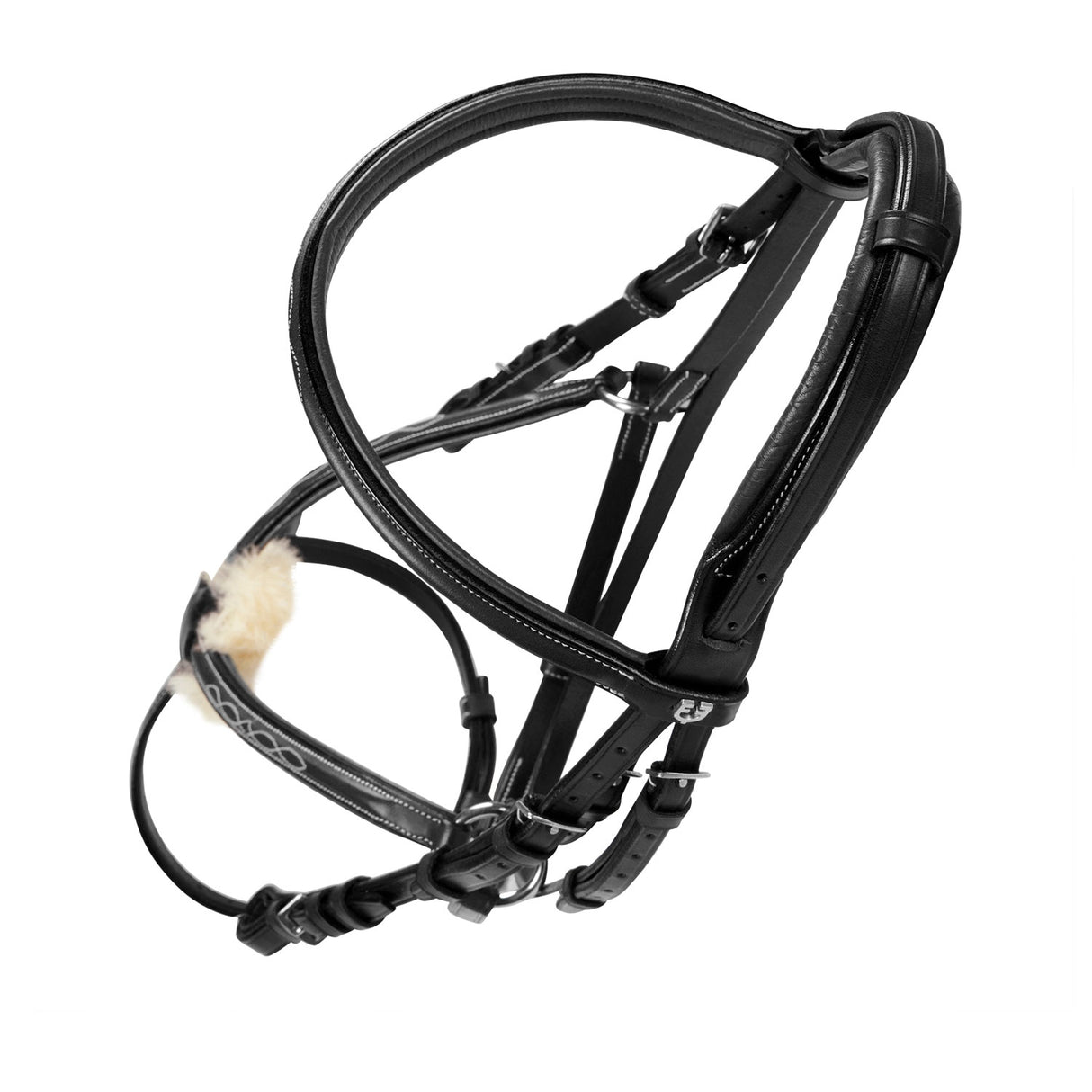 Equestro Bridle With Mexican Noseband And Synthetic Sheepskin #colour_black