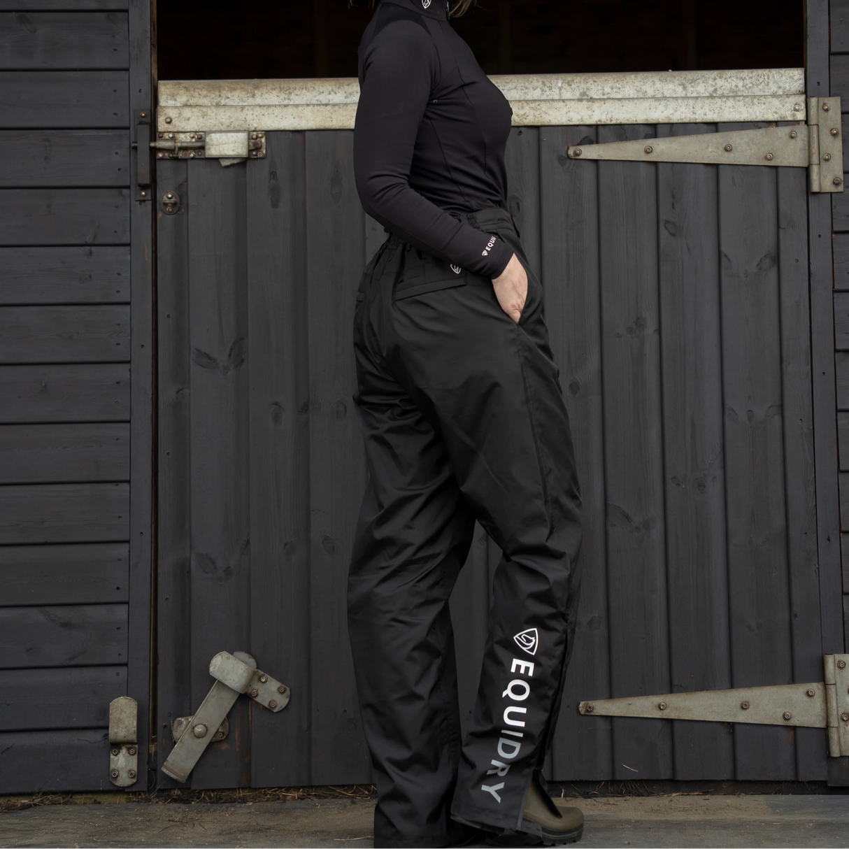 EQUIDRY Women's Lined Waterproof Trousers #colour_black