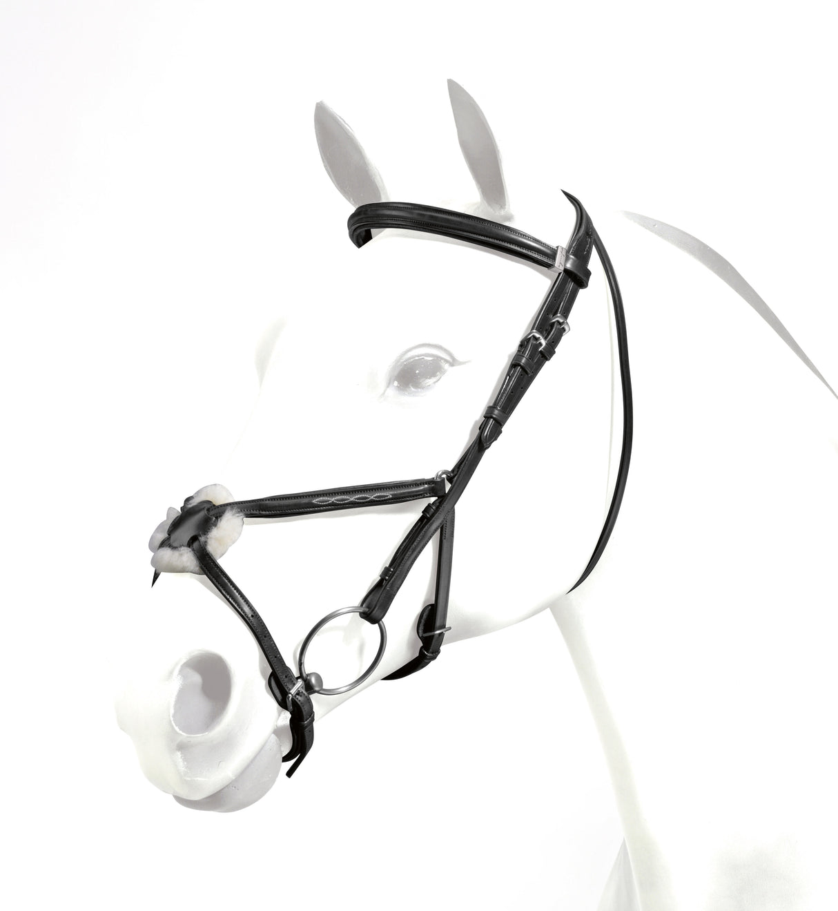 Equipe Emporio Figure 8 Padded Bridle with Brass Fittings - No Reins #colour_black