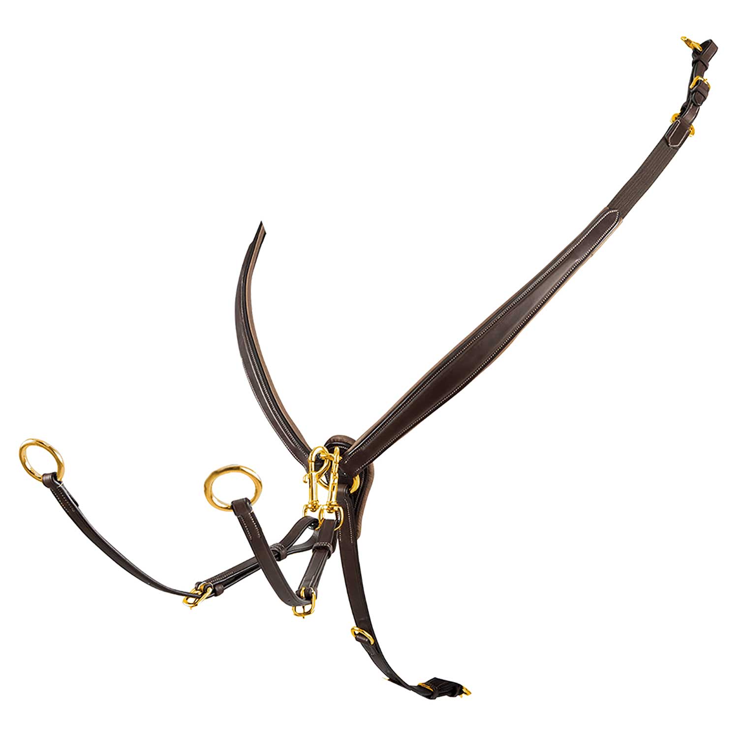 Equestro Tanned Leather Fork Breastplate With Steel Buckles #colour_brown