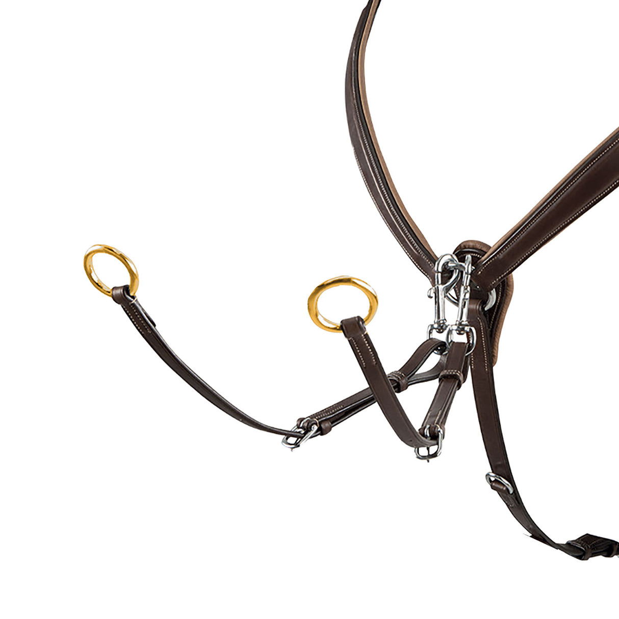 Equestro Tanned Leather Fork Breastplate With Steel Buckles #colour_brown