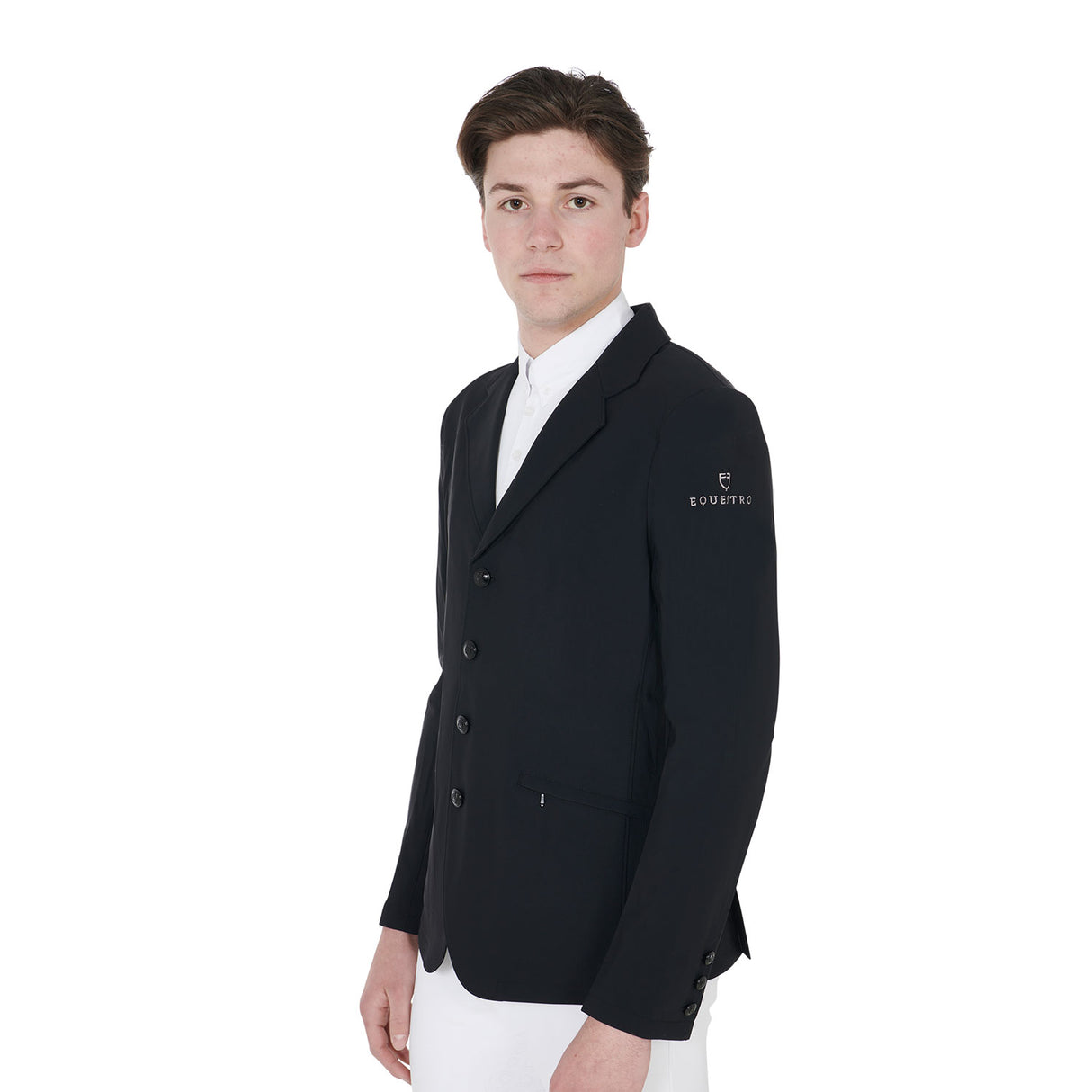 Equestro Men's Anatomical Four-Button Competition Jacket #colour_black
