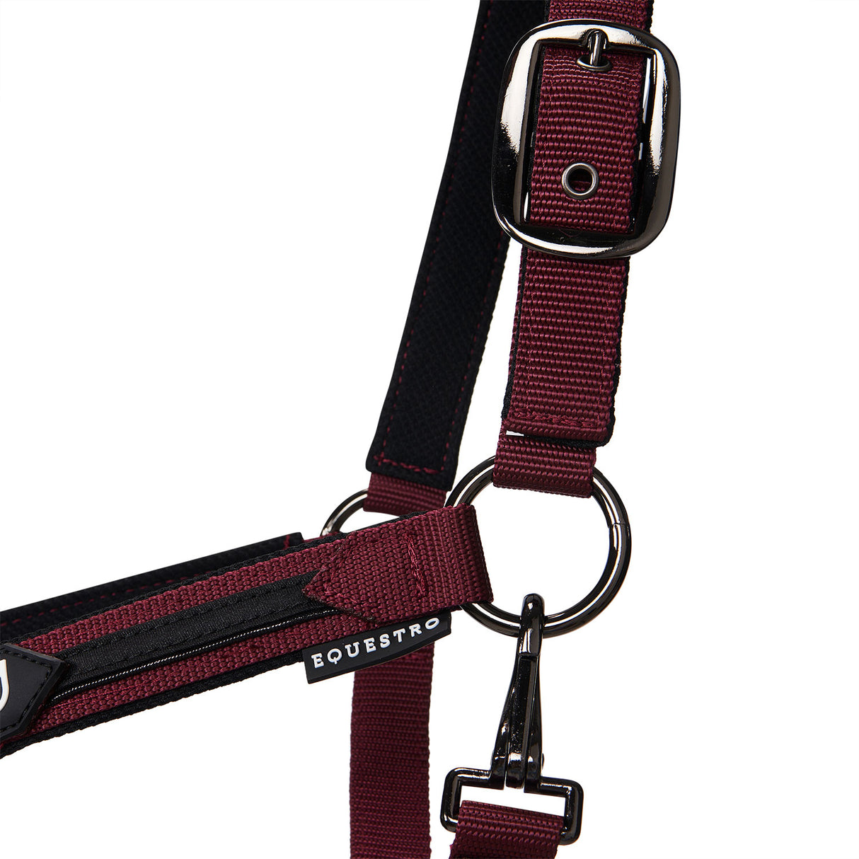 Equestro Durable Fleece Halter #colour_burgundy