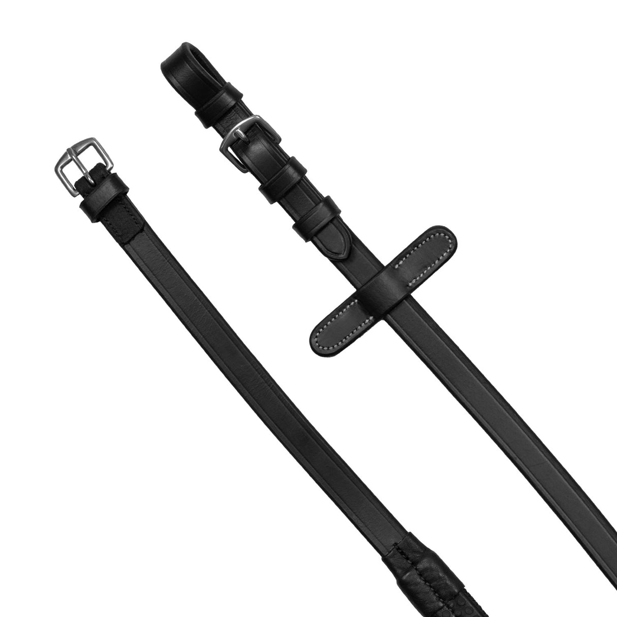 Equestro Leather And Rubber Reins #colour_black