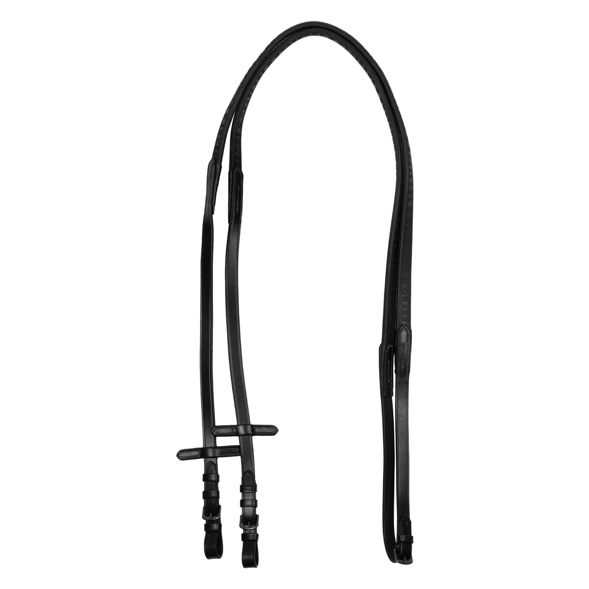 Equestro Leather And Rubber Reins Black Fitting