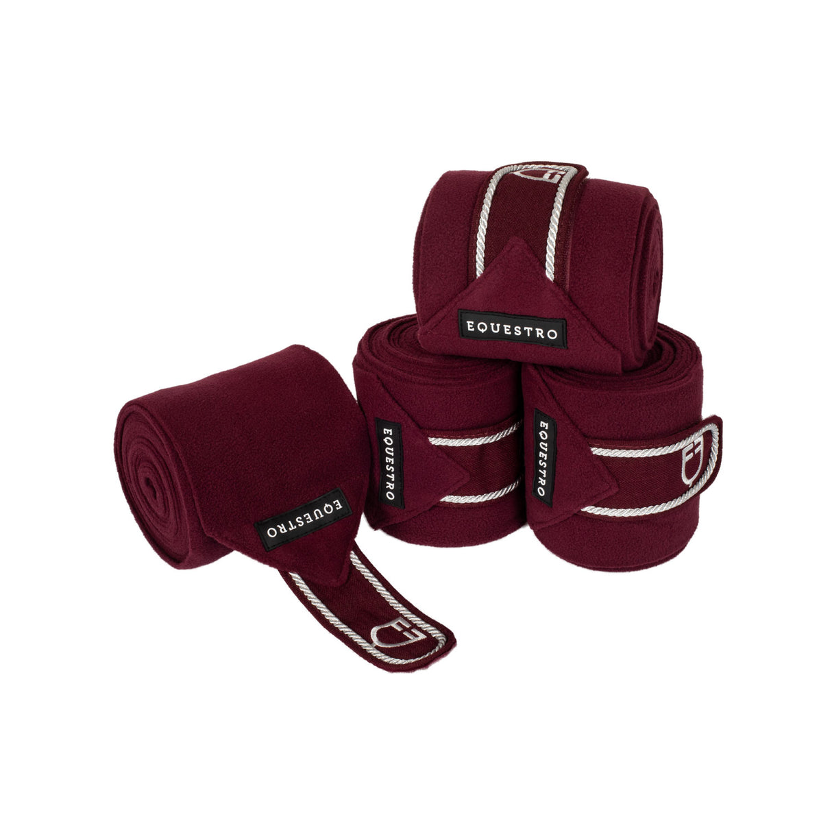 Equestro Breathable Fleece Bandages #colour_burgundy