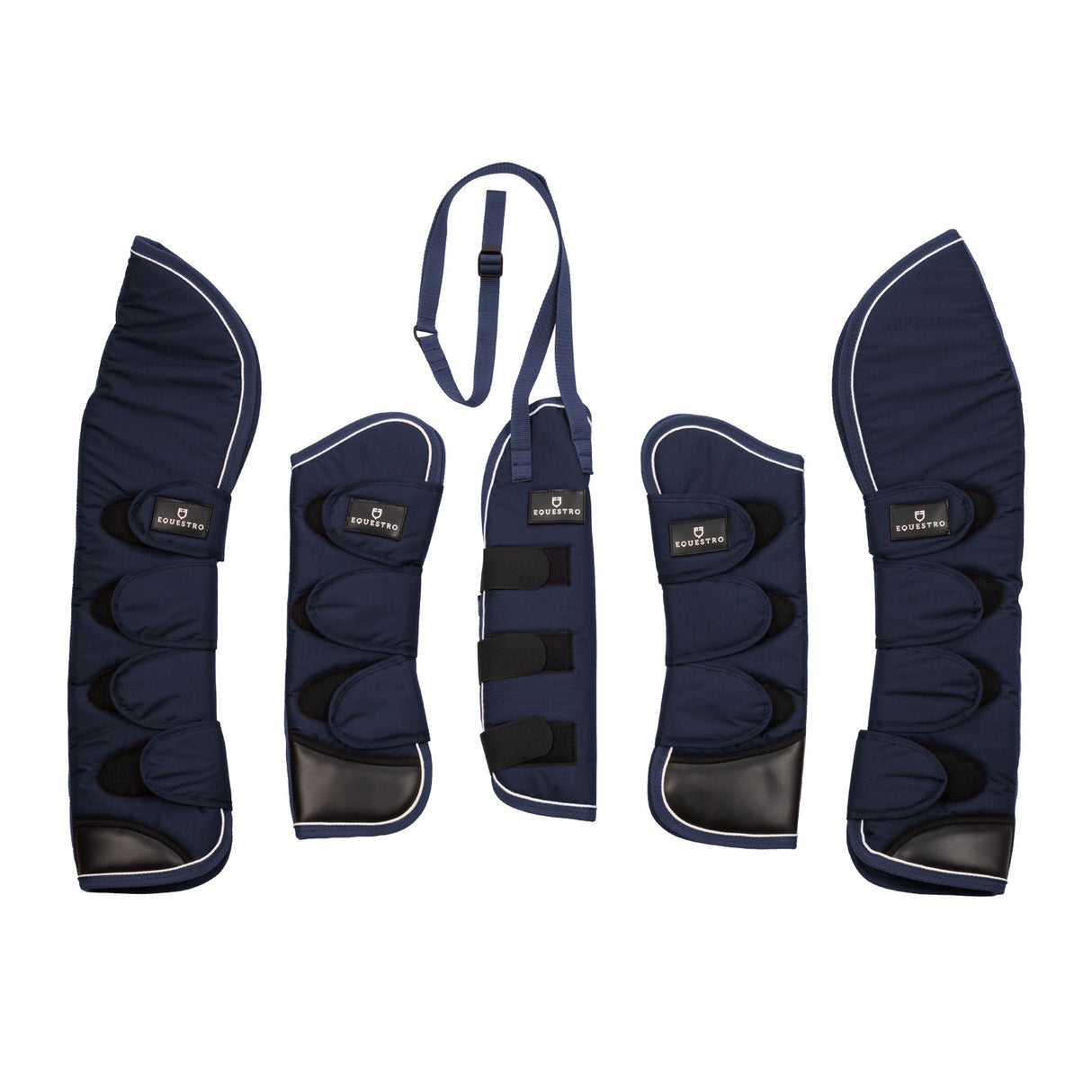 Equestro Travelling Boots Set And Tail Guard With Rubber Patch #colour_blue