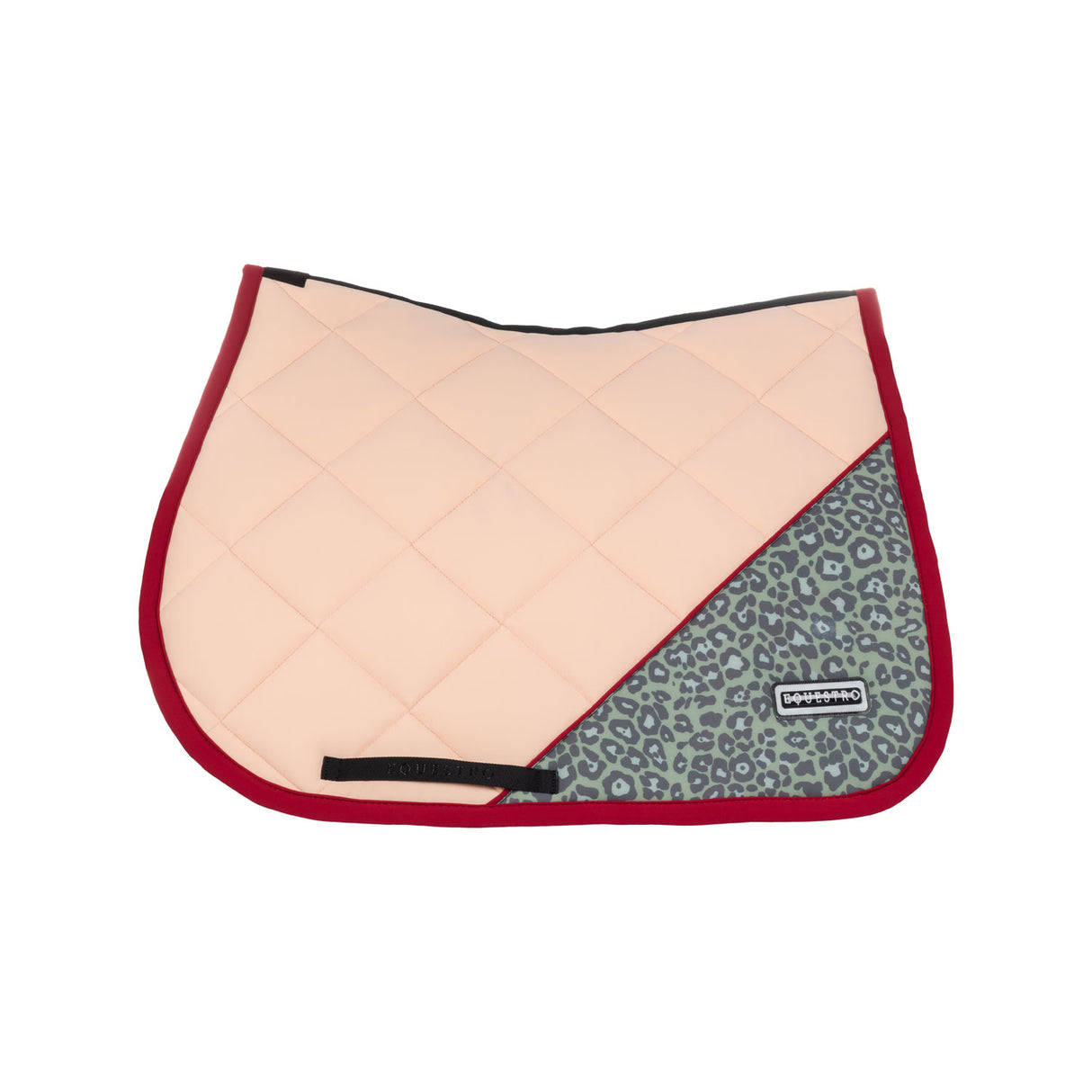 Equestro Jumping Saddle Pad In Technical Fabric With Leopard Insert #colour_red-pink