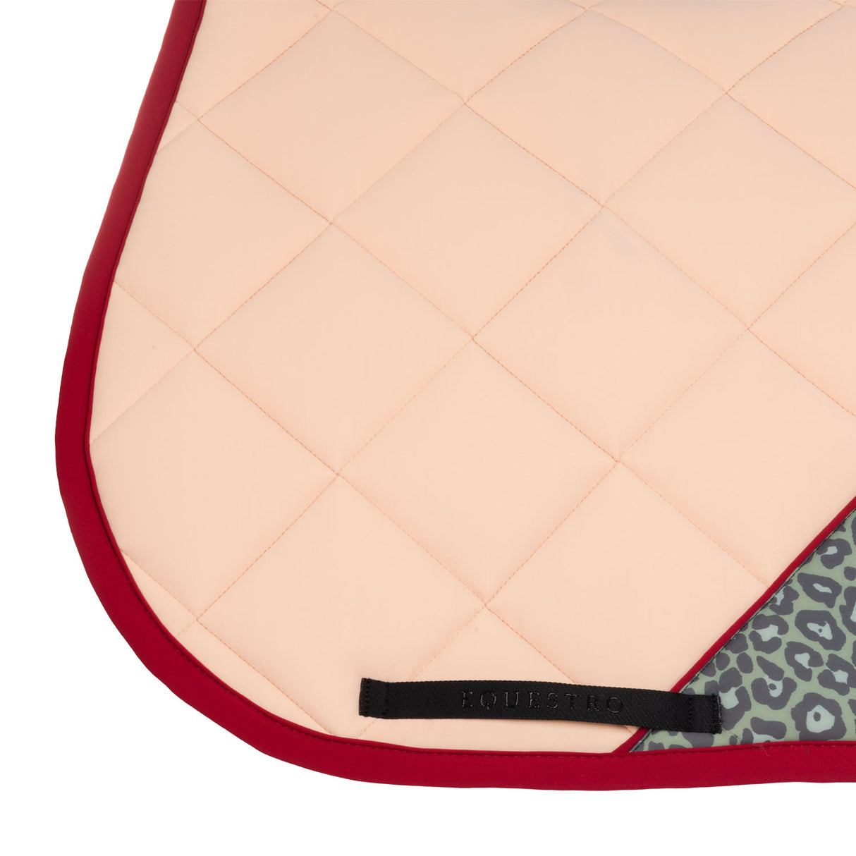 Equestro Jumping Saddle Pad In Technical Fabric With Leopard Insert #colour_red-pink