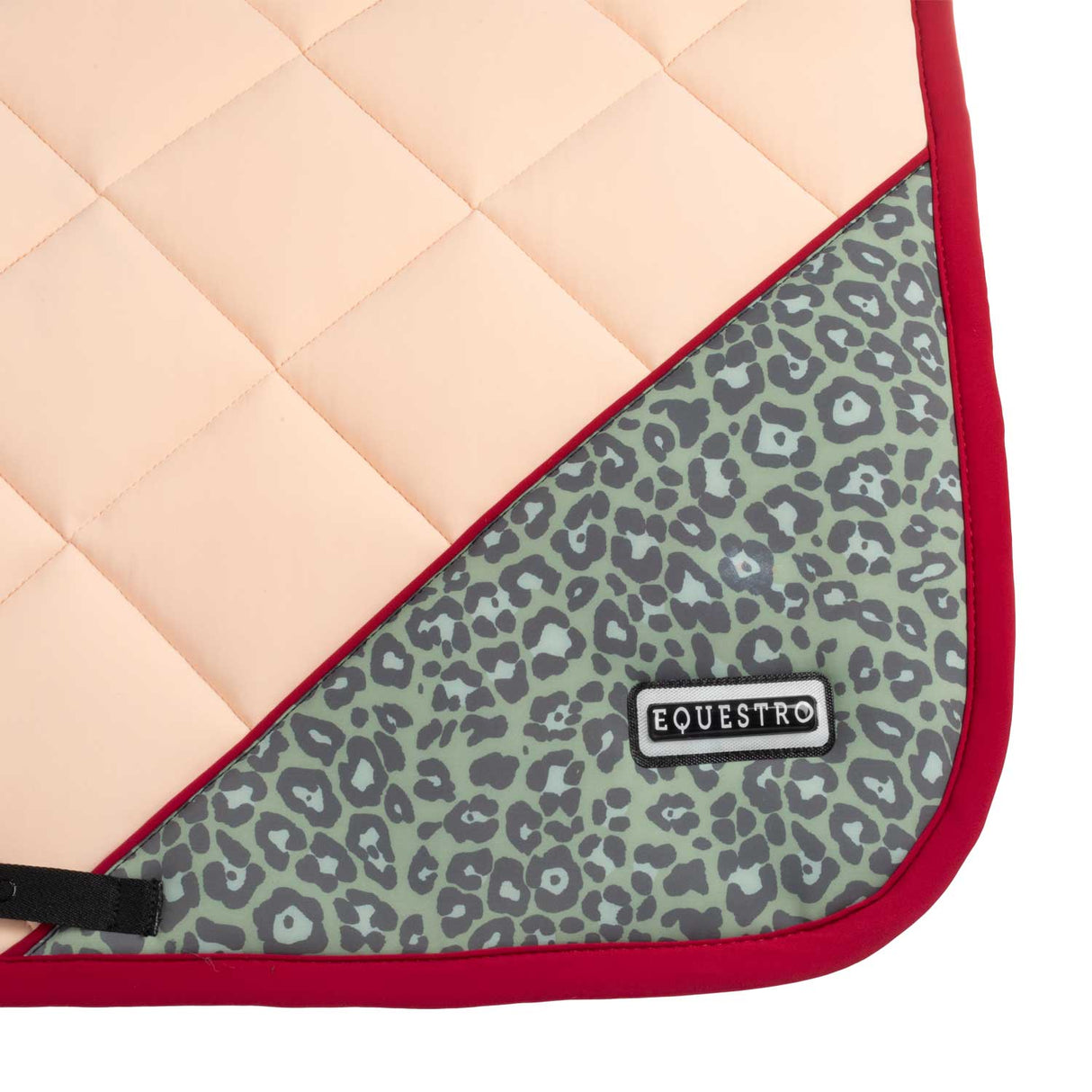 Equestro Jumping Saddle Pad In Technical Fabric With Leopard Insert #colour_red-pink