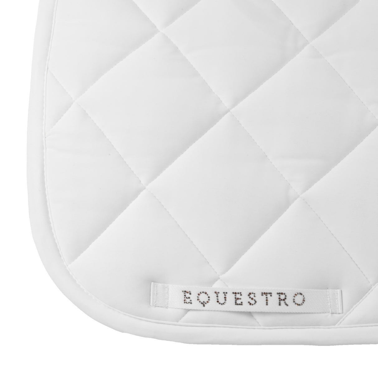Equestro Dressage Saddle Pad With Rhinestone Logo #colour_white