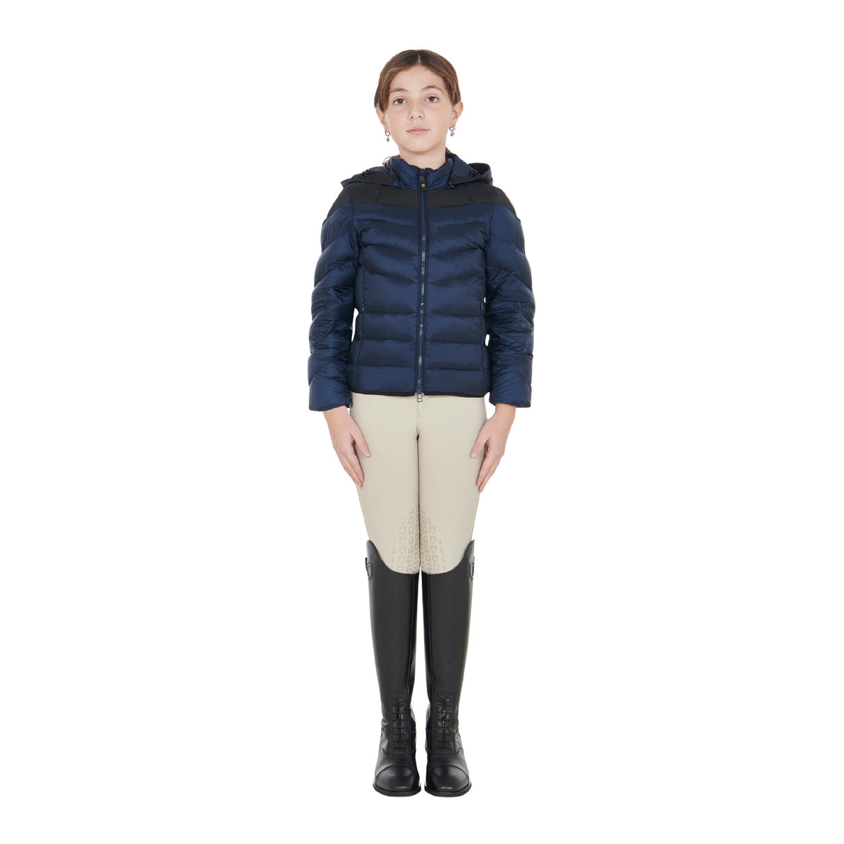 Equestro Girls' Down Jacket With Removable Hood #colour_blue
