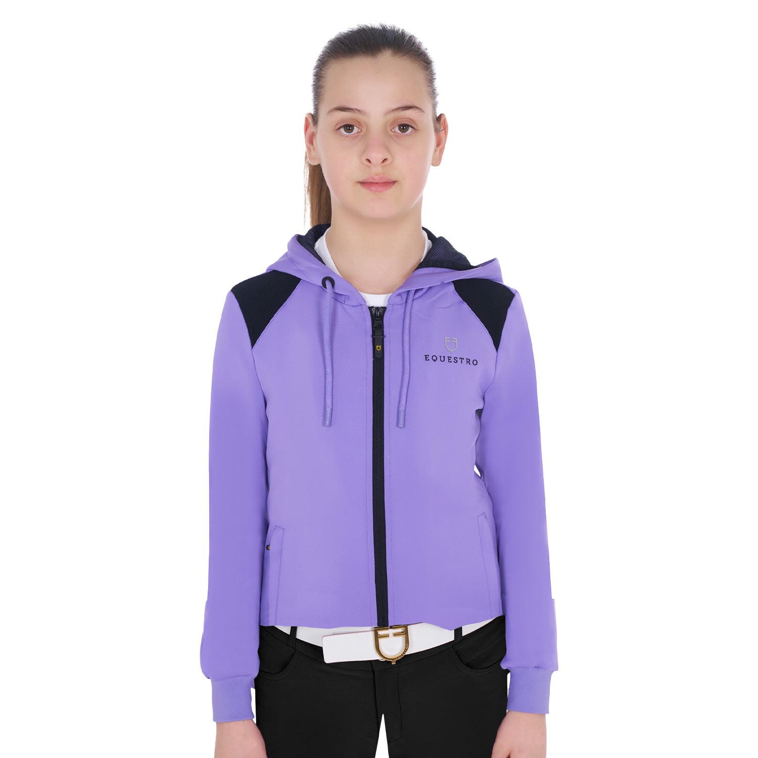 Equestro Girls' Cropped Hoodie #colour_purple