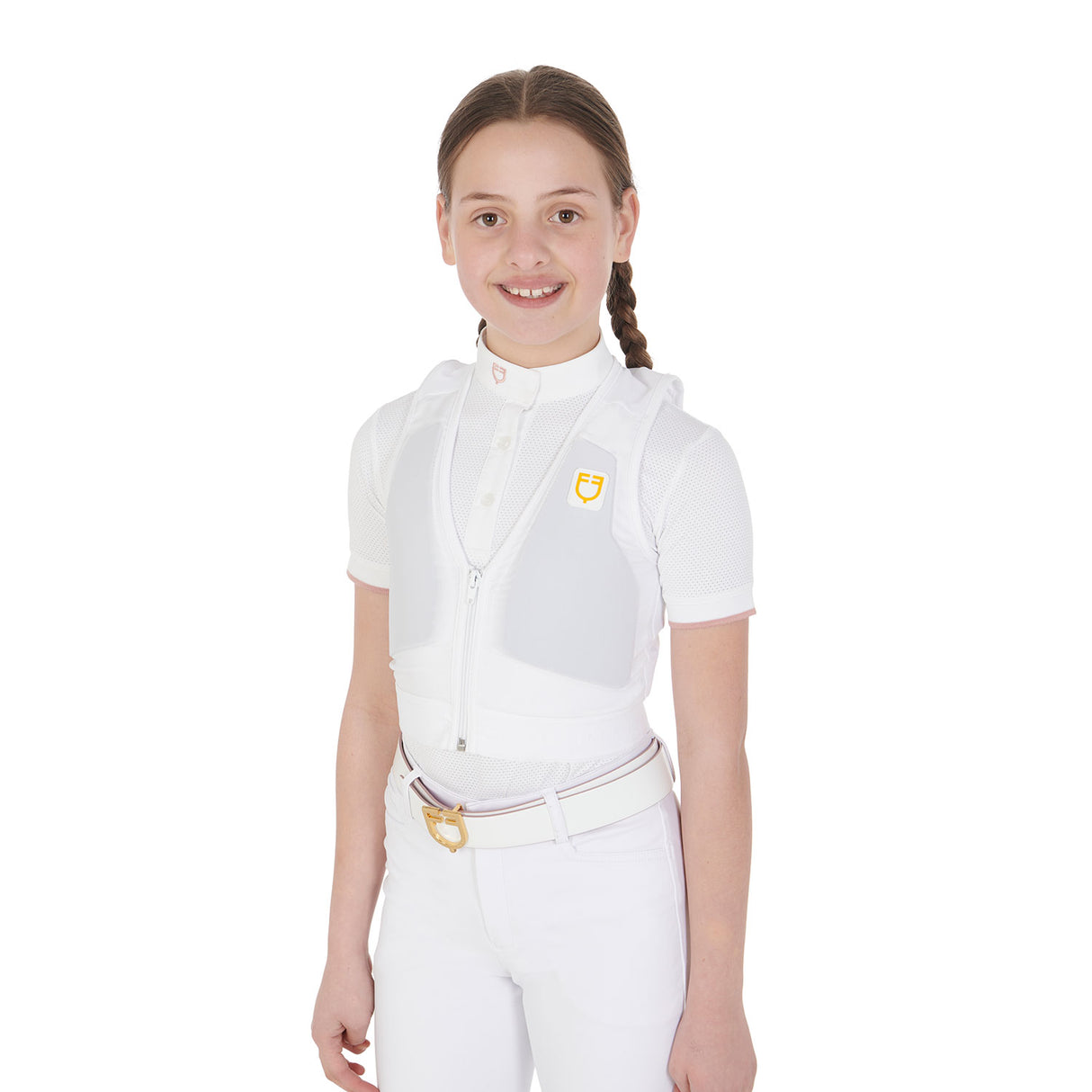 Equestro Kids' Level 2 Back Protector With Chest Padded #colour_white