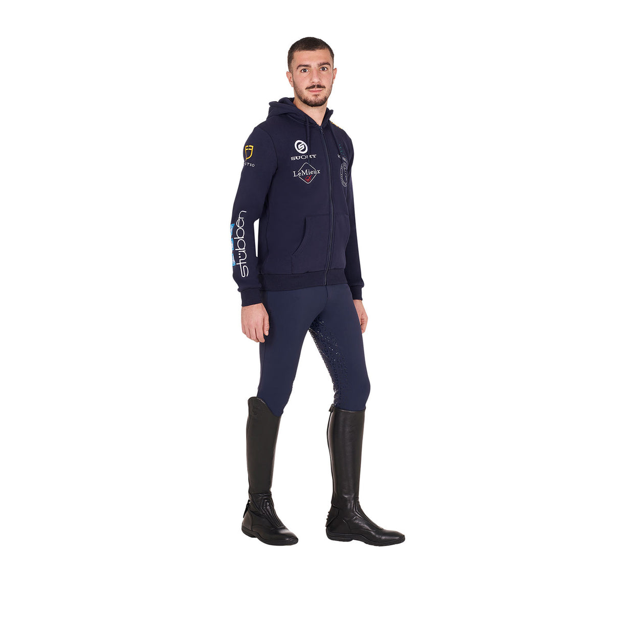 Men's sweatshirt with multi-logo hood