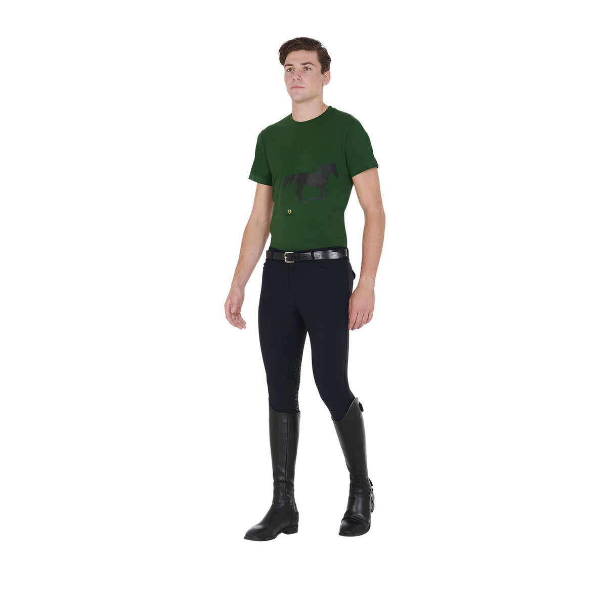 Equestro Men's Slim Fit T-Shirt With Race Horse #colour_green