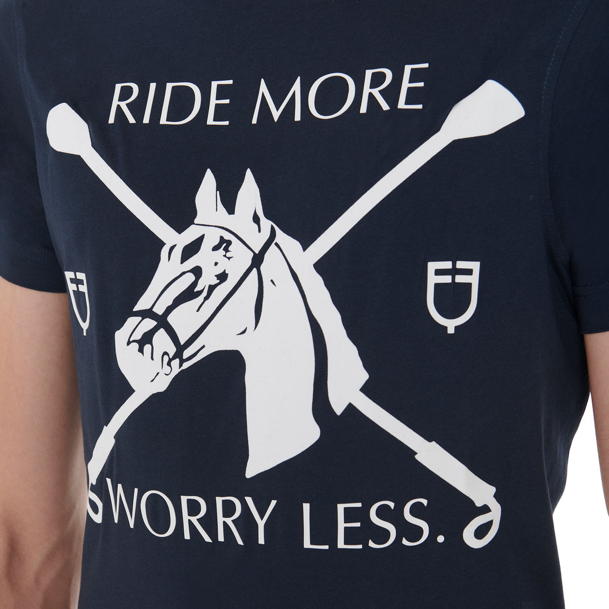 Equestro Men's Slim Fit T-Shirt With Equestrian Print #colour_blue