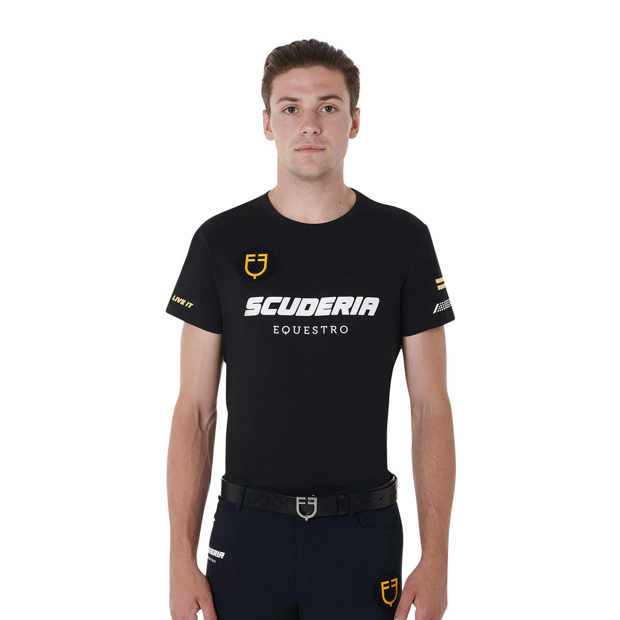 Equestro Scuderia Equestro Men's Stretch Cotton T-Shirt #colour_black