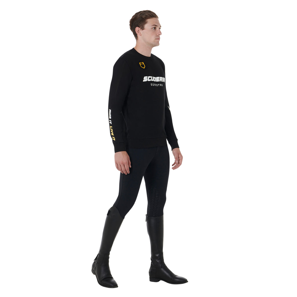 Equestro Scuderia Equestro Men's Knee Grip Breeches #colour_black
