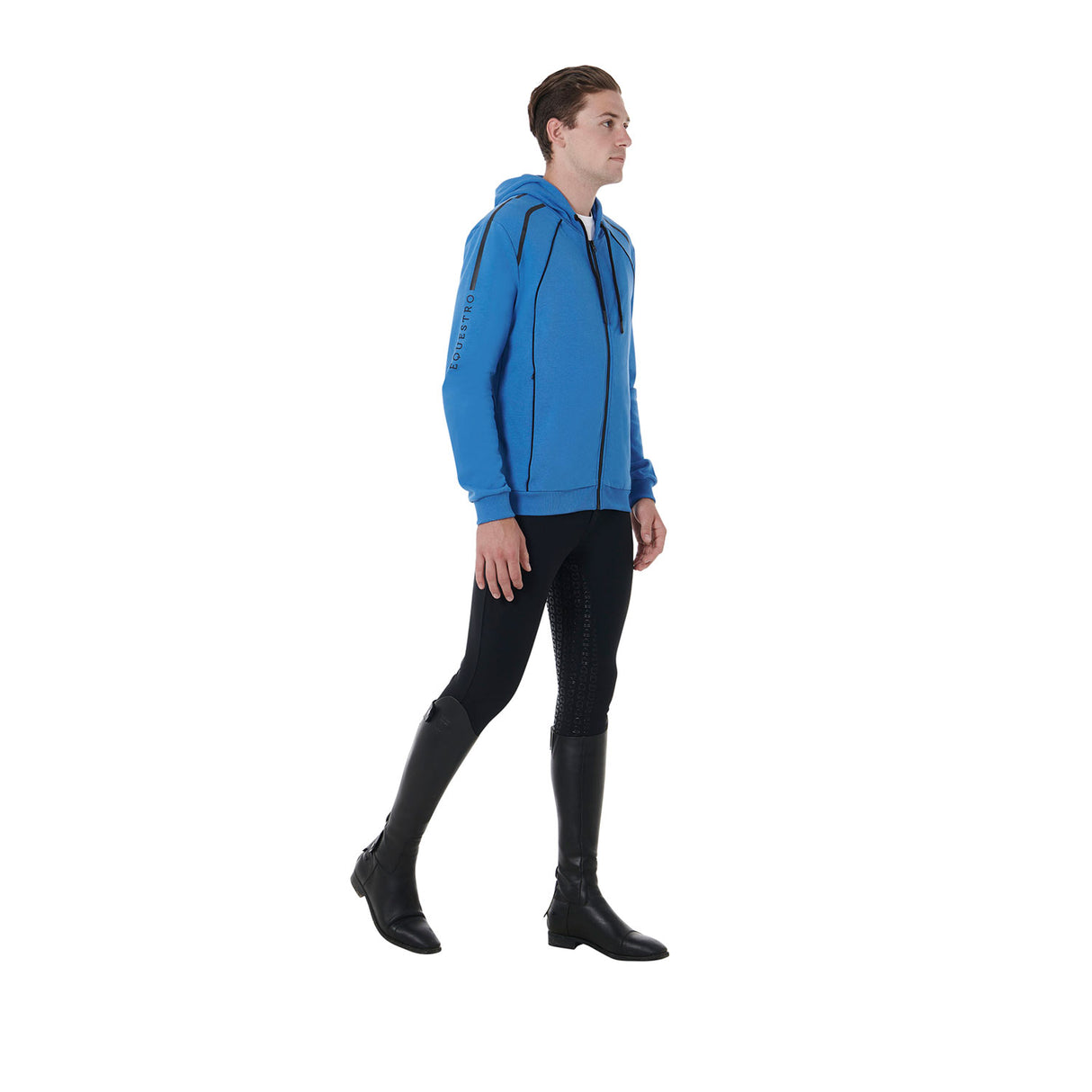 Equestro Men's Front Zip Hoodie #colour_blue