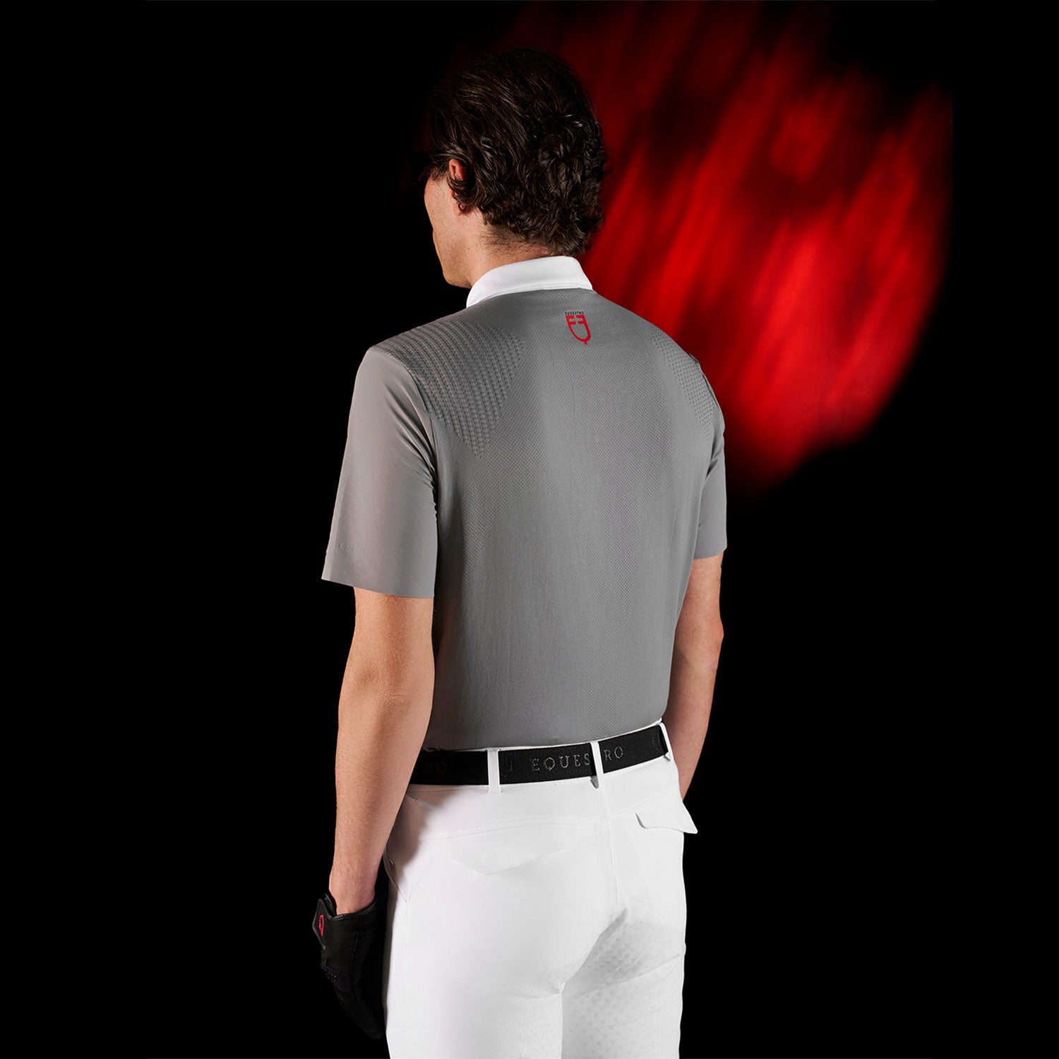 Equestro Equestro Ridertechnology Men's Competition Polo Shirt Short Sleeves And Buttons #colour_grey