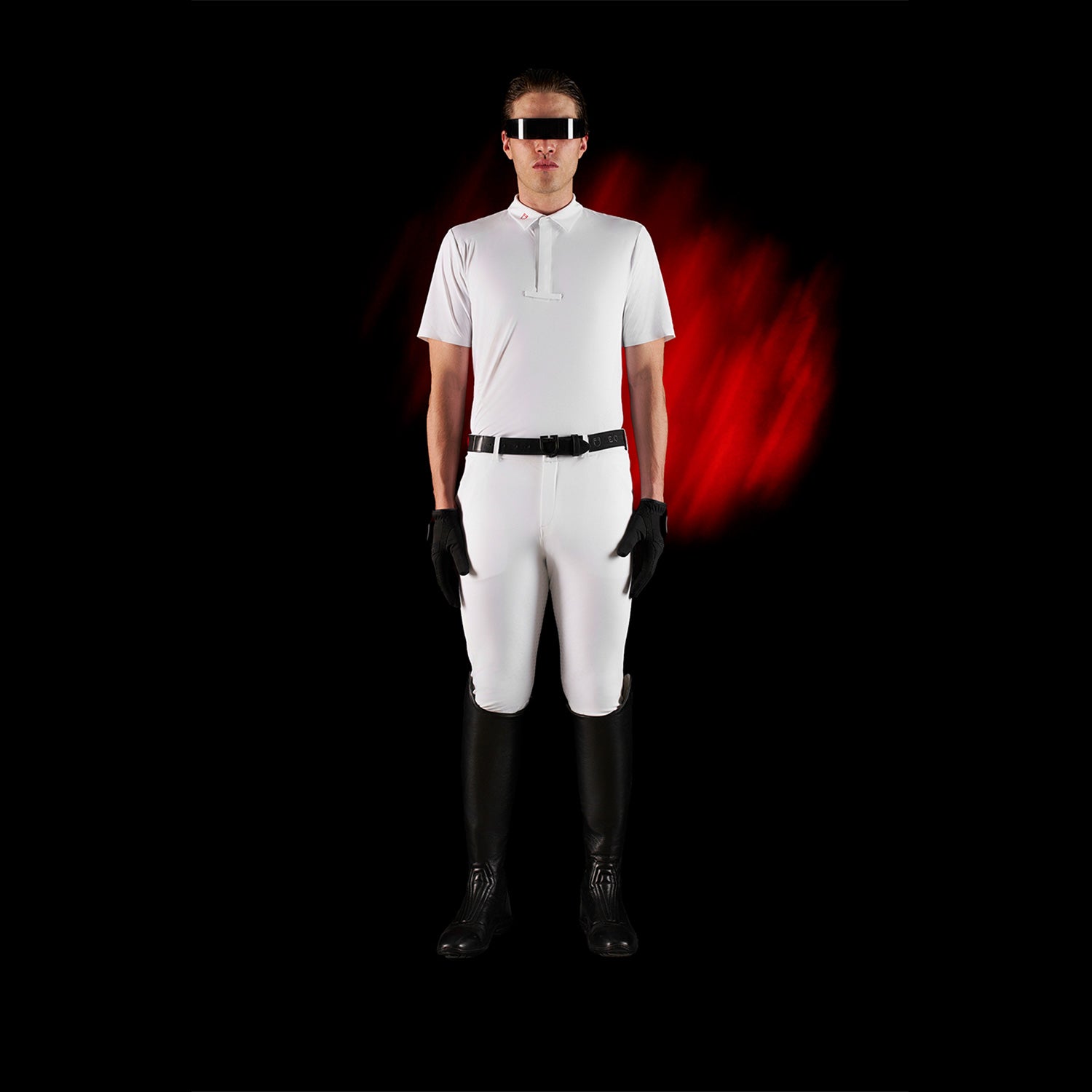 Equestro Equestro Ridertechnology Men's Competition Polo Shirt Short Sleeves And Buttons #colour_white