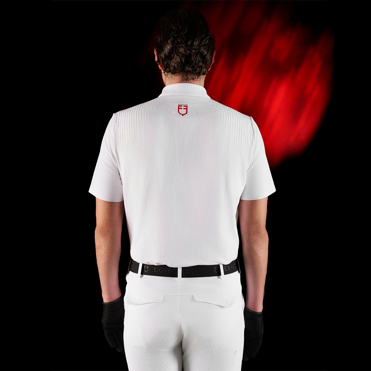 Equestro Equestro Ridertechnology Men's Competition Polo Shirt Short Sleeves And Buttons #colour_white